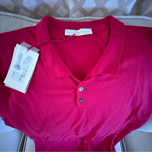 Maison Montagut Men's Cotton Polo Shirt, Style: Bora, Sz L, Red - Picture 5 of 8